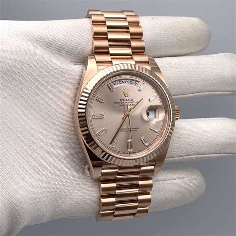 rolex day date rose gold stainless steel with diamond dial|rolex day date 40 price.